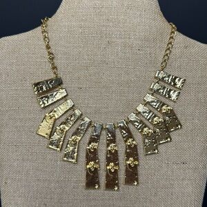 Vintage KJL Gold Tone Statement Necklace 18” EUC